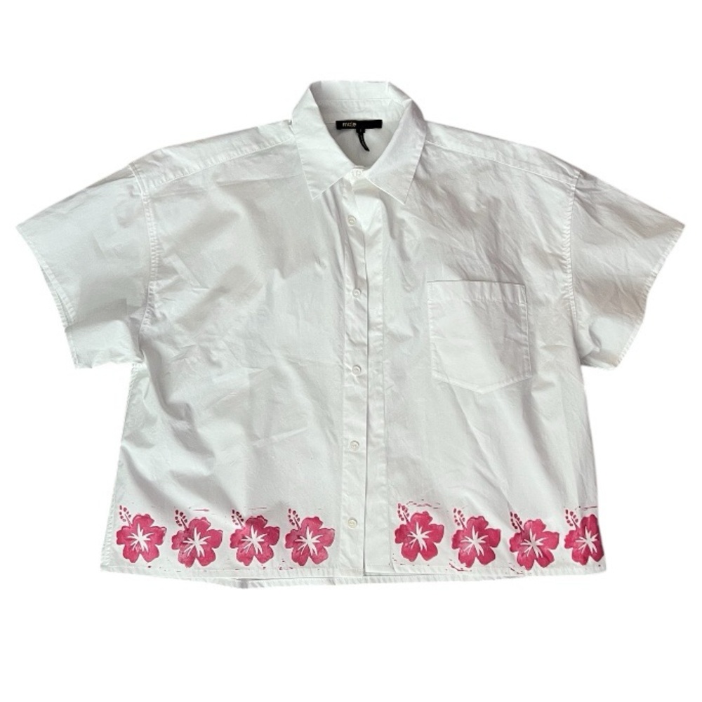 Maje Cotton Button Down Collared Hawaiian Floral Shirt | Size Medium